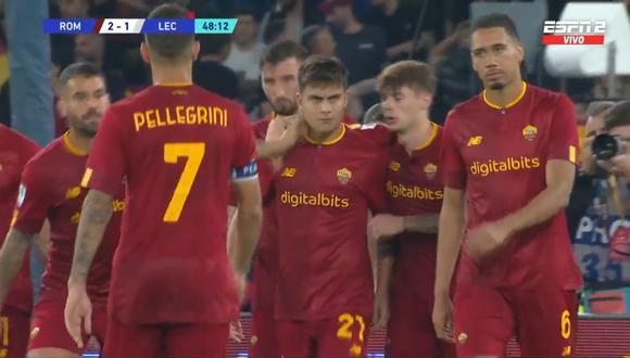 Paulo Dybala se lesionó pateando un penal con la Roma en Serie A. (Foto: Captura)