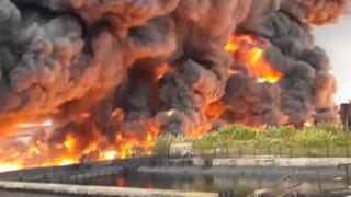 Venezuela: Impacto de un rayo provoca enorme incendio en Refinería Puerto La Cruz | VIDEO