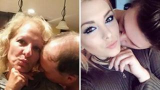 Padres imitan los selfies que publica su hija con su novio