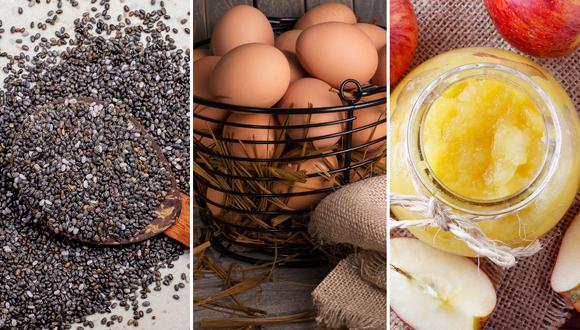 Conoce qué alimentos puedes usar para reemplazar el huevo en diversas preparaciones. La chía y el puré de manzana con algunas de las alternativas.