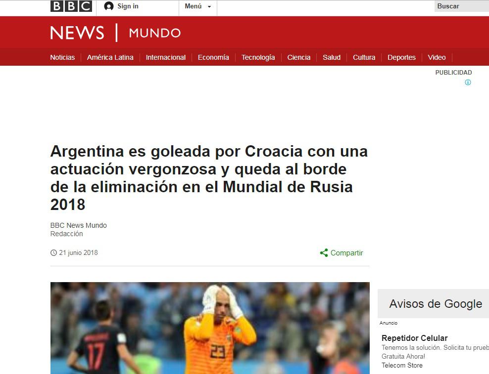 Prensa derrota argentina