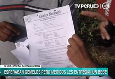 Lima: esperaban gemelos, pero hospital les entregó uno, denuncian