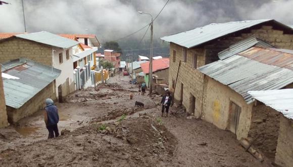 El huaico que ocurrió ayer en el distrito de Challabamba, provincia de Paucartambo, en la región Cusco. (Foto: Andina)