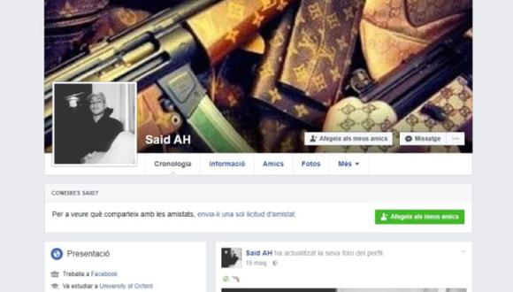 La cuenta de Said Aalla mostraba una imagen de armas en la portada. (Foto: Facebook)