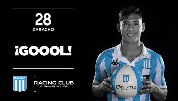 Racing vs. Godoy Cruz: Matías Zaracho y el gran remate dentro del área para el 2-0 | Foto: Racing