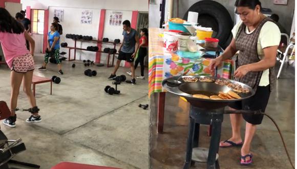 Una señora instaló un puesto dentro de un gimnasio, en México, y se volvió viral. (Foto: TikTok/juancalderon265).