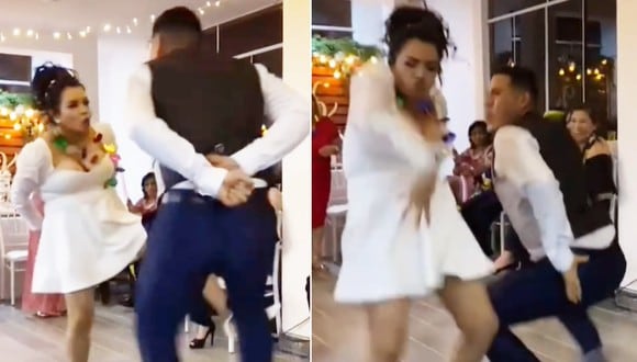 La pareja sorprendió en el día de su boda y bailó la canción viral "Eso Tilín". (Imagen: @karolherrera__ / TikTok)