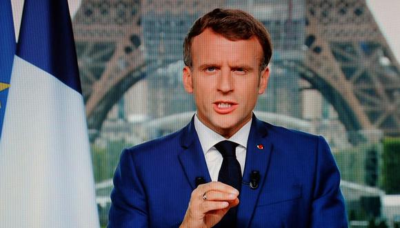El presidente de Francia, Emmanuel Macron, ofrece una declaración televisada sobre la pandemia de coronavirus. (Foto: Ludovic MARIN / AFP).