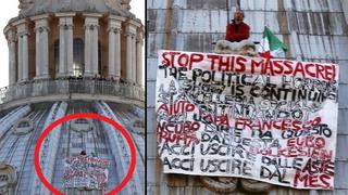 Empresario subió a cúpula del Vaticano en protesta por crisis económica