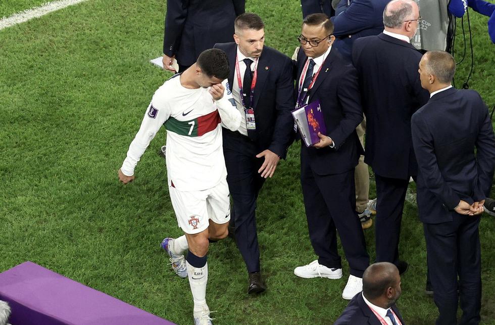 Reacción del plantel de Portugal tras quedar fuera del Mundial Qatar 2022. (Foto: EFE)