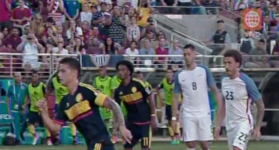 James Rodríguez anotó el primer penal cobrado en la Copa América Centenario. Fue el 2-0 de Colombia ante Estados Unidos en el partido inaugural. (Foto: Captura - América TV)