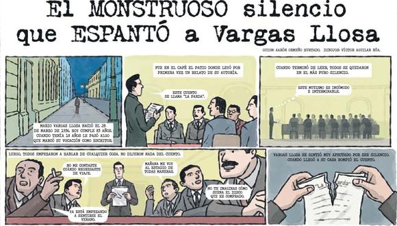 Cómic  | "El monstruoso silencio que espantó a Vargas Llosa": celebramos los 83 años del escritor peruano con un cómic. Guion: Aarón Ormeño Hurtado / Dibujos: Víctor Aguilar Rúa