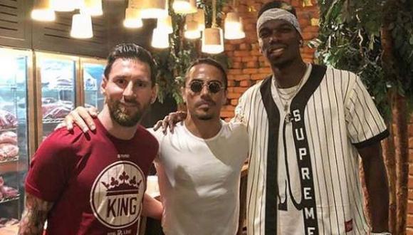 Lionel Messi y Paul Pogba coincidieron en un conocido restaurante de los Emiratos Árabes. Ambos se tomaron un descanso por la presente fecha FIFA (Foto: Twitter)