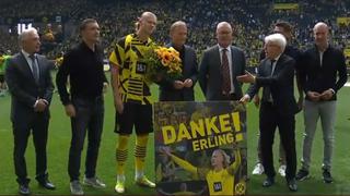 Emotivo: significativo homenaje de Dortmund a Haaland, en su último día en el club alemán | VIDEO