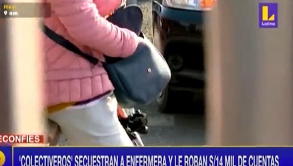 Luego de dos horas de terror, la víctima fue abandonada en una calle del centro de Lima y de inmediato denunció el caso a la Policía | Captura de video / Latina
