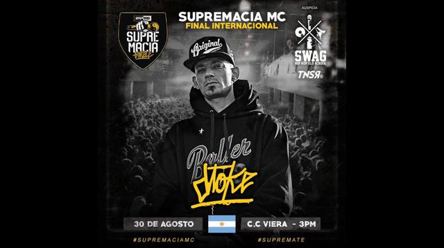 Dtoke de Argentina. Freestyler invitado al evento. Campeón Red Bull Batalla de los Gallos Argentina 2013. (Foto: Supremacía MC)