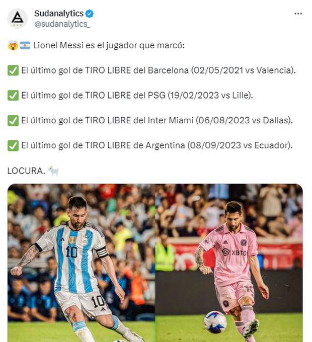 Lionel Messi sigue haciendo historia con sus golazos de tiro libre | Captura de Twitter