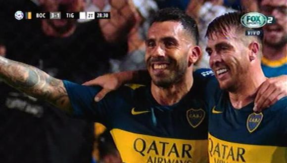 Boca Juniors vs. Tigre: Tévez marcó golazo para el 3-1 tras genial pase de Espinoza | VIDEO. (Foto: Captura de pantalla)