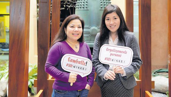 Geraldine Sakuda y Caroline Gibu, organizadoras de la campaña #SoyNikkei. “Queremos que se valoren los aportes de la cultura japonesa a la peruana”, dicen. (Alonso Chero / El Comercio)