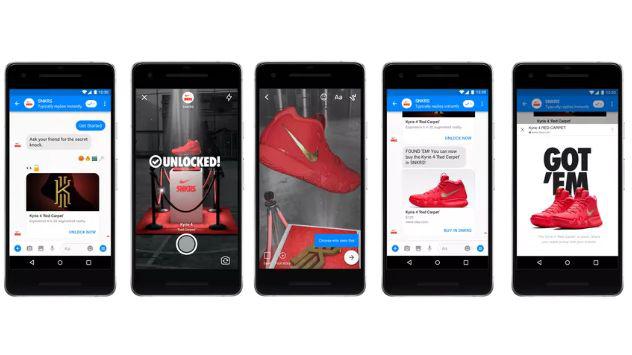 Facebook estará abriendo Messenger a nuevas experiencias de realidad aumentada. Por ejemplo, una asociación con Nike permite a la gente ver nuevos productos en la plataforma. (Foto: Facebook)