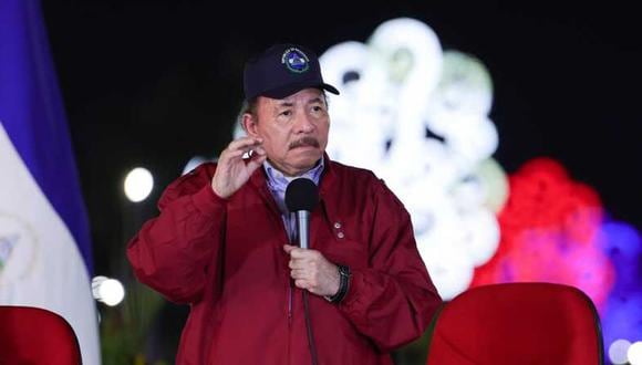 El presidente de Nicaragua Daniel Ortega, mientras habla durante un acto en Managua, Nicaragua, el 21 de febrero de 2023. (Foto de Cesar Pérez / Presidencia de Nicaragua / EFE)
