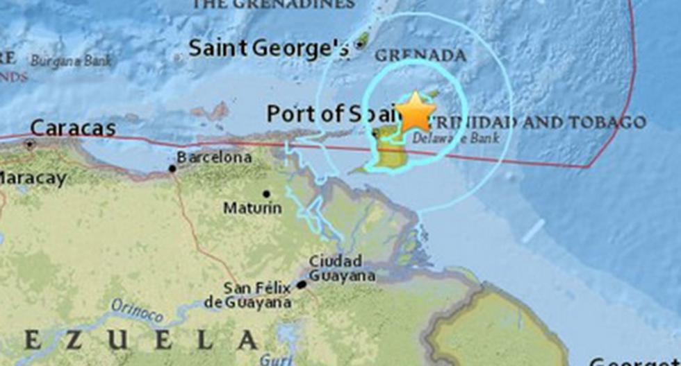 Sismo de 5,8 grados de magnitud no generó alerta de tsunami en Trinidad y Tobago. (Foto: USGS)