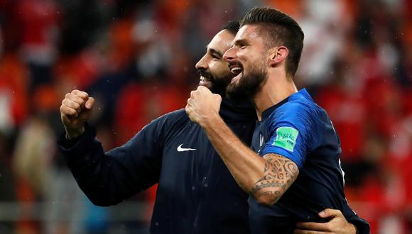 Adil Rami y Olivier Giroud se consagraron campeones del mundo con la selección de Francia en Rusia 2018. | Foto: Reuters