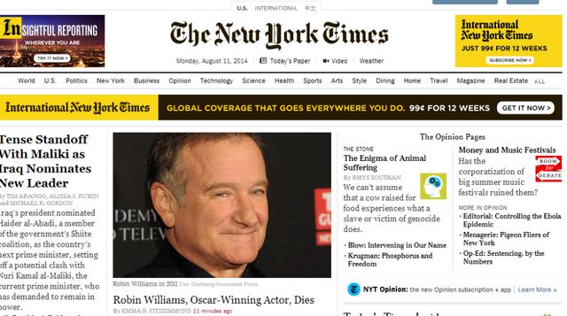 Murió Robin Williams: así informa la prensa internacional - 1