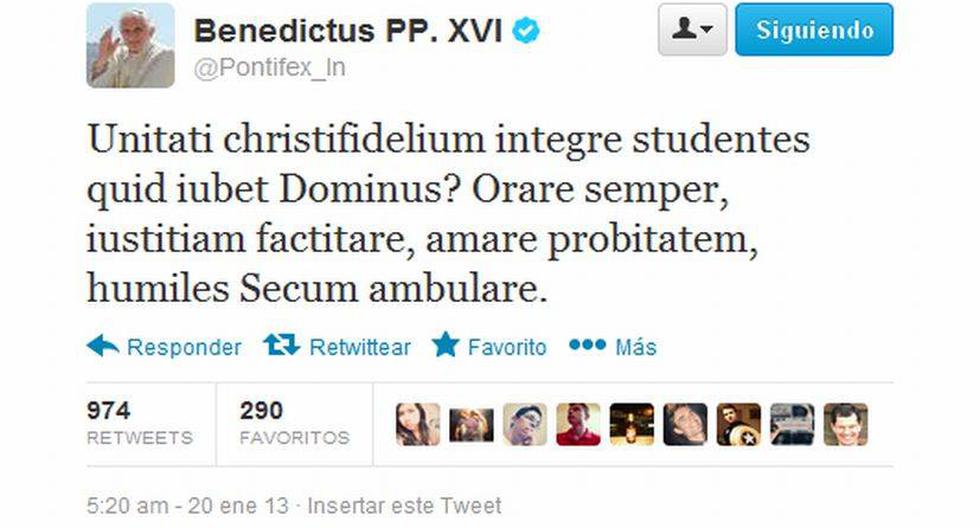 Papa Benedicto XVI hace un llamado a la justicia por Twitter. (Foto: Captura/twitter.com/Pontifex_ln)