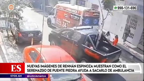 Rennán Espinoza: Nuevas imágenes revelan como el serenazgo de Puente Piedra ayuda a sacarlo de ambulancia