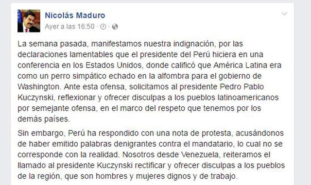 Maduro no retrocede y rechaza "declaraciones infames" de PPK - 2