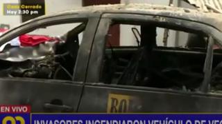 Lomo de Corvina: hombre denuncia que su vehículo fue incendiado durante desalojo a invasores | VIDEO 