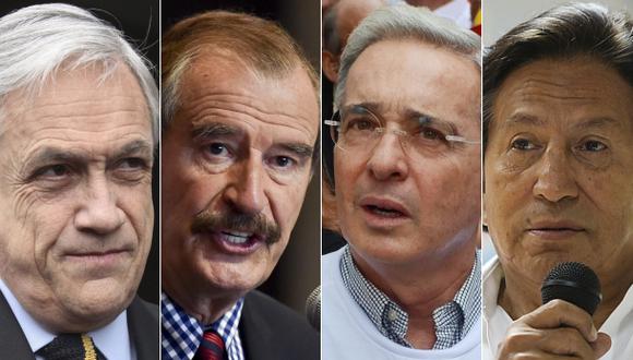 Sebasti&aacute;n Pi&ntilde;era, Vicente Fox, &Aacute;lvaro Uribe y Alejandro Toledo expresaron su preocupaci&oacute;n ante la situaci&oacute;n en Venezuela. (Foto: Agencias/El Comercio)