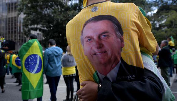 Una manifestación en apoyo al presidente brasileño Jair Bolsonaro donde se pide un modelo de votación impreso y no el electrónico que es usado en el país. (Foto de NELSON ALMEIDA / AFP).