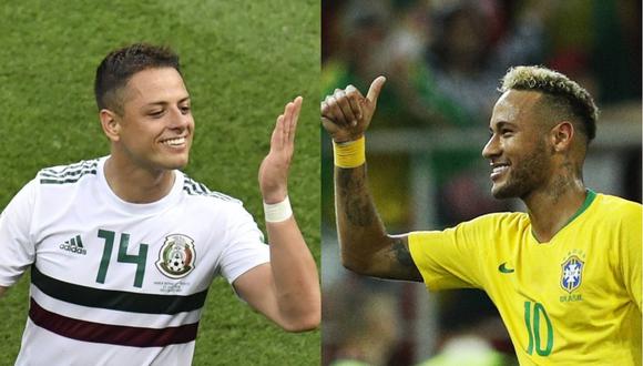 Mexicanos y brasileños se verán las caras este lunes por el pase a los cuartos de final de Rusia 2018. (Foto: AP/AFP)