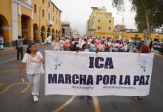 Ica: realizan marcha por la paz en rechazo al bloqueo de la Panamericana Sur