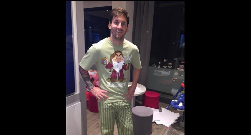 Lionel Messi feliz con su pijama del 'Gruñón' (Instagram / Leo Messi)