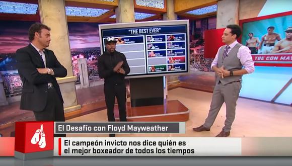 Floyd Mayweather hizo una lista con los 5 mejores boxeadores de la historia y se puso en primer lugar, por encima de Muhammad Ali, Roberto Durán, Rocky Marciano, entre otros. Foto: captura de pantalla