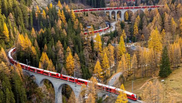 El tren más largo del mundo mide 2 kilómetros y puede transportar más de 4.500 personas. (Foto: Rhätische Bahn/swiss-image)