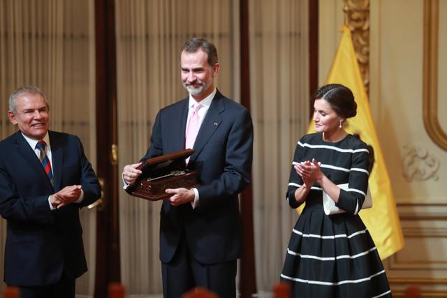 Los monarcas fueron recibidos en el Palacio Municipal por el alcalde de Lima, Luis Castañeda Lossio. (Municipalidad de Lima)