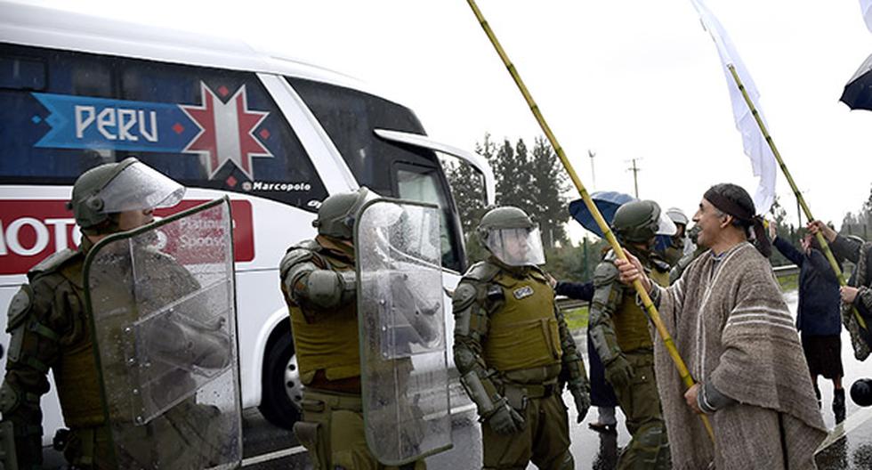 Perú en su llegada a Temuco días atrás (Foto: AFP)