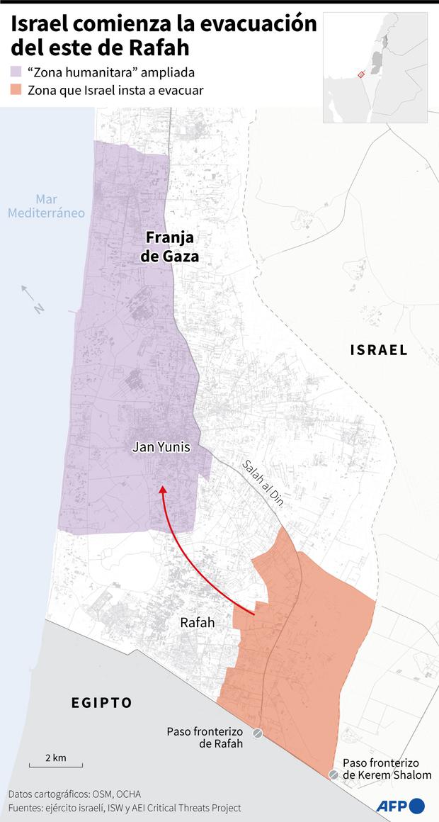 La ubicación de Rafah. (AFP).