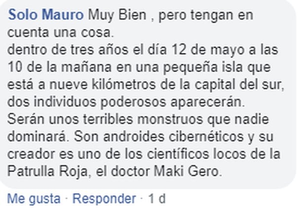 El mensaje de alerta sobre la llegada del Doctor Gero en Facebook.