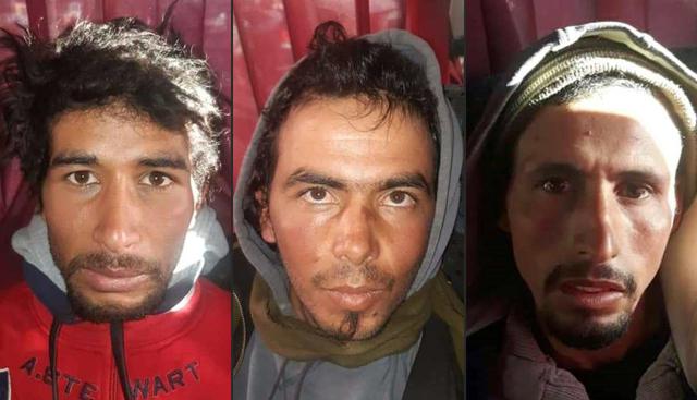 Rashid Afati, Yunes Uaziyad y Abdesamad Ejud, los tres sospechosos del asesinato de dos excursionistas escandinavas cuyos cuerpos fueron encontrados en un campamento en Marruecos. (Foto: AFP)