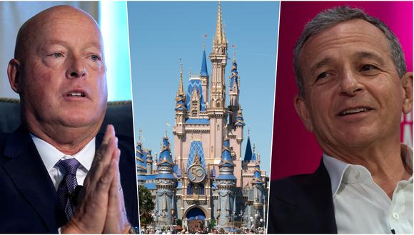 Bob Chapek (izquierda) fue reemplazado por su predecesor Bob Iger en el liderazgo de Disney. (Foto composición con imágenes de Charles Krupa de AP y Bryan R. Smith y Nicholas Kamm de AFP)