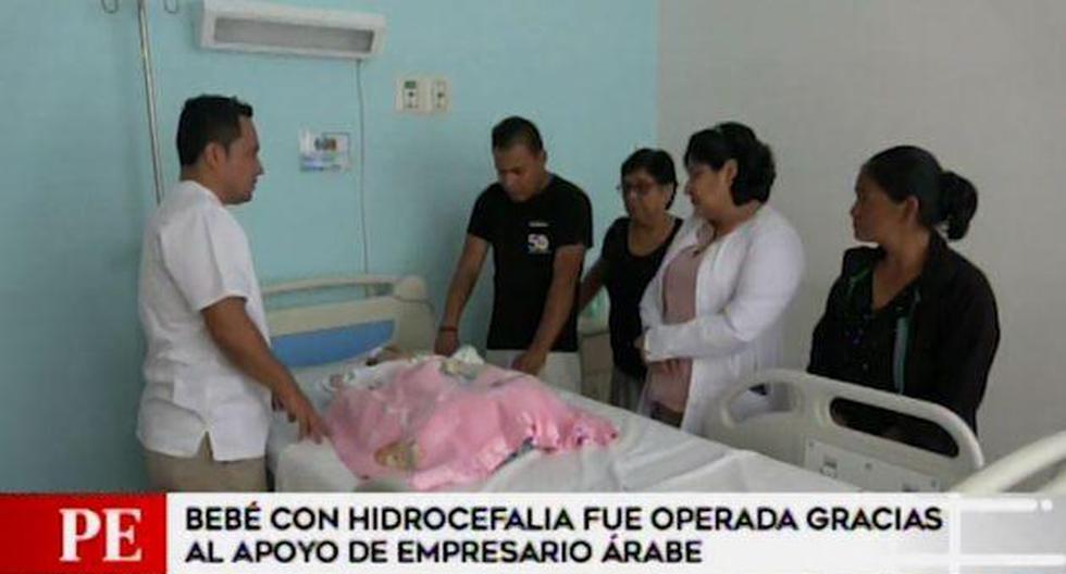 Una bebe con hidrocefalia fue operada con éxito en una clínica de Piura gracias al apoyo económico del empresario árabe, Yaqoob Yusuf Ahmed Mubarak. (Foto: Captura \'América Noticias\')