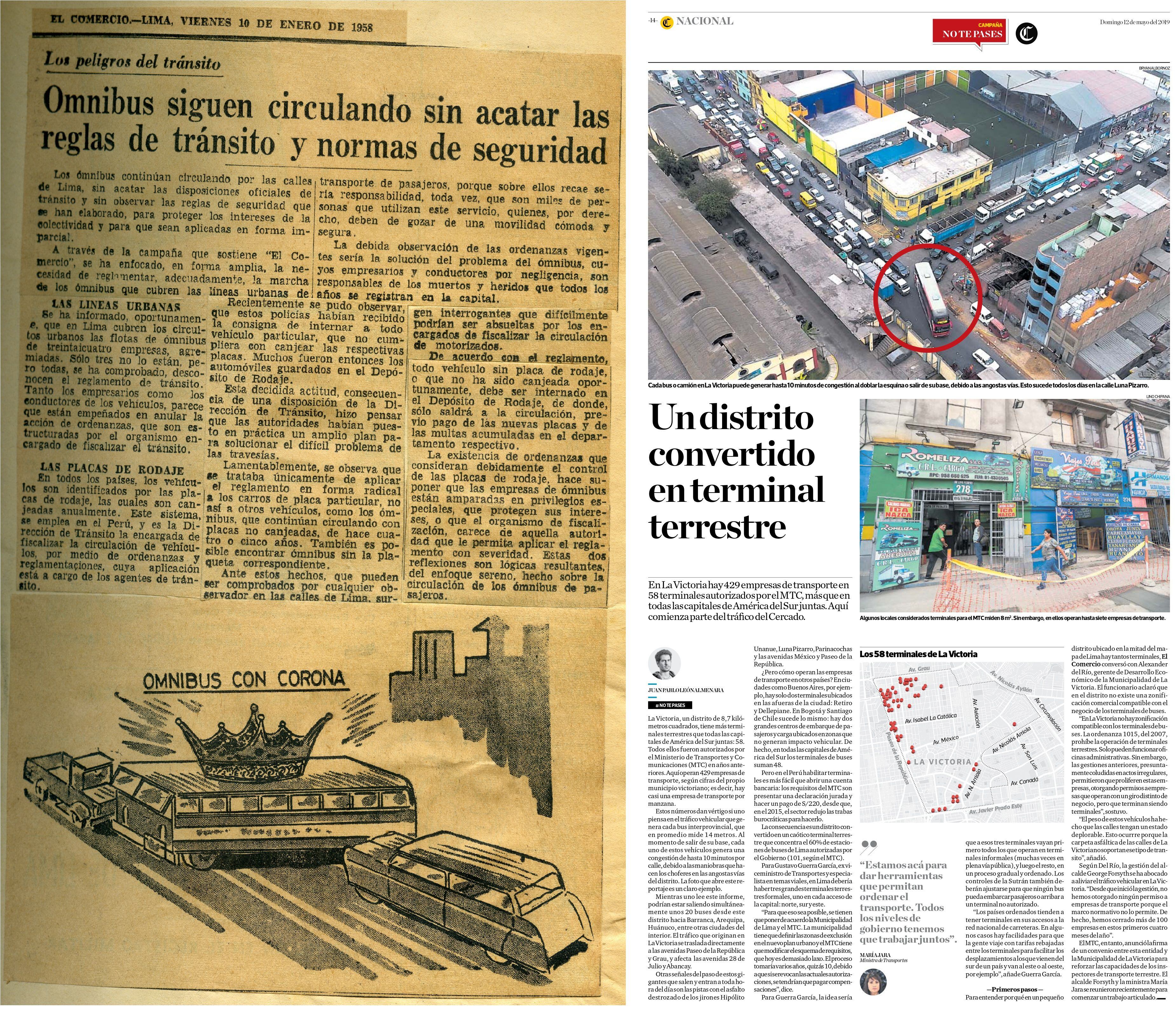 El problema que los terminales terrestres generan en el orden de la ciudad ha sido difundido por El Comercio desde hace más de 50 años.