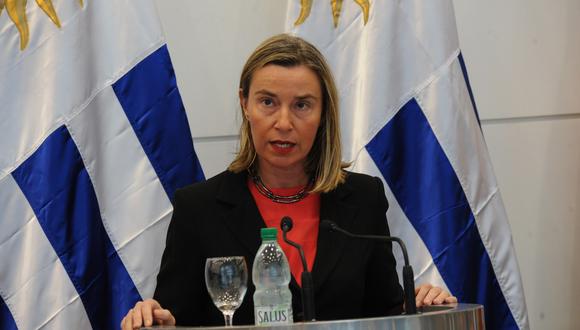 La jefa de la diplomacia europea Federica Mogherini participa en la reunión del Grupo de Contacto Internacional sobre Venezuela. (EFE).
