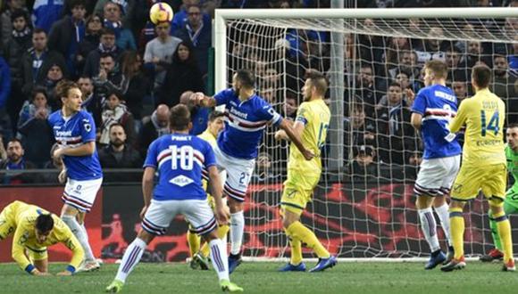 Fabio Quagliarella sorprendió en el Sampdoria vs. Chievo Verona, por la jornada 19º de la Serie A, con un majestuoso golazo de "espuela" a la salida de un saque de falta. (Foto: