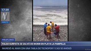 Miraflores: falso surfista ingresó a playa La Pampilla con tabla de tecnopor y se salvó de morir ahogado